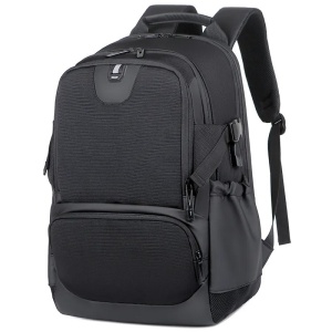 Rucsac laptop 15.6" smart casual, cu port de incarcare USB, GETICS, 46x30x22 cm, Negru