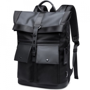 Rucsac laptop 15.6", smart casual, design pelerin, expandabil, impermeabil, BANGE, 48x30x17cm, Negru
