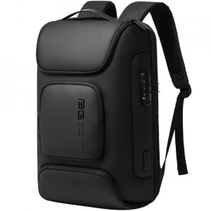 Rucsac laptop 15.6", smart casual, impermeabil, cu cifru antifurt, port USB si tip C, BANGE, 30x16x47 cm, Negru