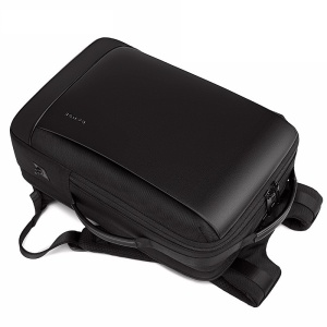 Rucsac laptop 15.6", smart casual, impermeabil, cu insertie de piele ecologica, port de incarcare USB si jack audio, BANGE, 43x31x16 cm, Negru - Img 5