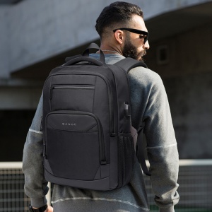 Rucsac laptop 15.6", smart casual, impermeabil, cu port de incarcare USB, BANGE, 45x32x15 cm, Negru - Img 6