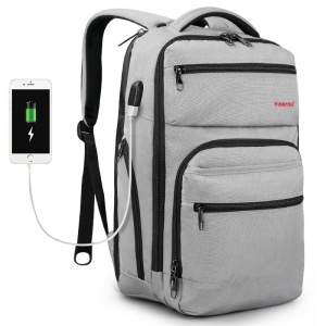 Rucsac laptop 15.6" smart casual, impermeabil, cu port USB si buzunar antifurt, Tigernu, 31x20x47 cm, Gri - Img 2