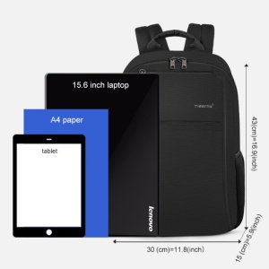Rucsac laptop 15.6" smart casual, impermeabil, cu port USB si buzunar antifurt, Tigernu, 43x30x15 cm, Negru - Img 3