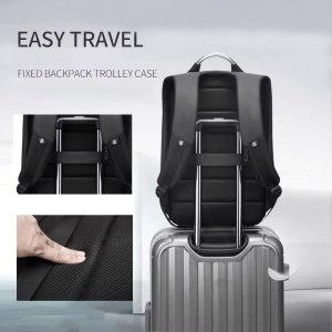 Rucsac laptop 15.6", smart casual pentru calatorii, impermeabil, cu port USB, GETICS, 31x21x48 cm, Negru - Img 6