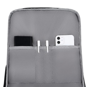 Rucsac laptop 17" pentru calatorii, expandabil, cu buzunar antifurt si port USB, GETICS, 31x19/24x47 cm, Negru - Img 6