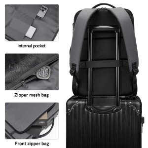 Rucsac laptop 17", smart casual, ingust, impermeabil cu port USB si cifru antifurt, VGOAL, 31x11x47 cm, Gri - Img 5