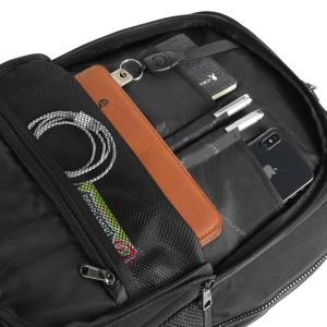 Rucsac laptop 17", smart casual pentru calatorii, expandabil, cu orificiu pentru cablu audio si port USB, Tigernu, 33x20x49 cm, Negru - Img 5