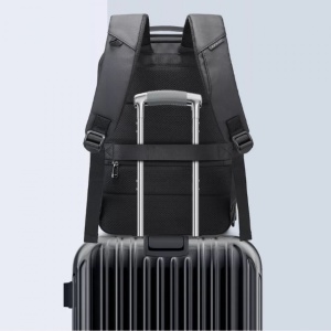 Rucsac modern unisex cu clapa magnetica, compartiment separat pentru laptop 15.6 inch, din poliester rezistent la stropi, cu buzunar ascuns, BANGE BG2581GY Gri - Img 6