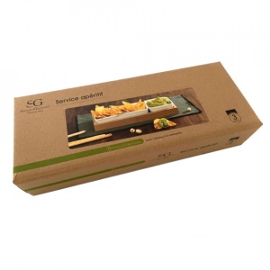 Set 2 boluri ceramice pentru aperitive pe suport din lemn de bambus, Secret de Gourmet, 28x10.5x4.3 cm - Img 6