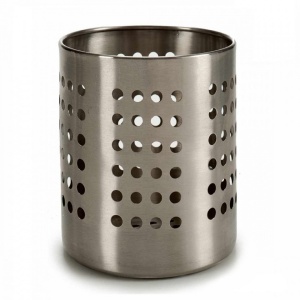 Suport pentru tacamuri din otel inoxidabil perforat, Escalate, 11.5x11.5 x13.5 cm - Img 2