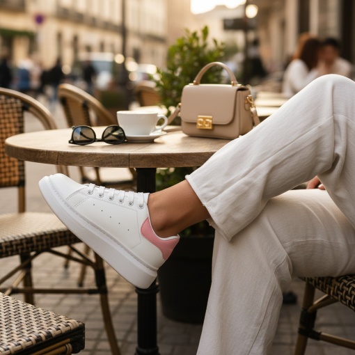 Adidași damă albi cu detalii roz MCA W/Pink - Img 4