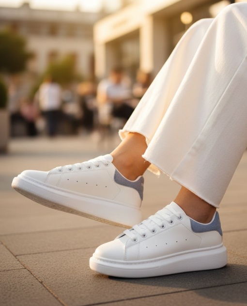 Adidași damă albi cu detalii albastre MCA W/Blue - Img 3