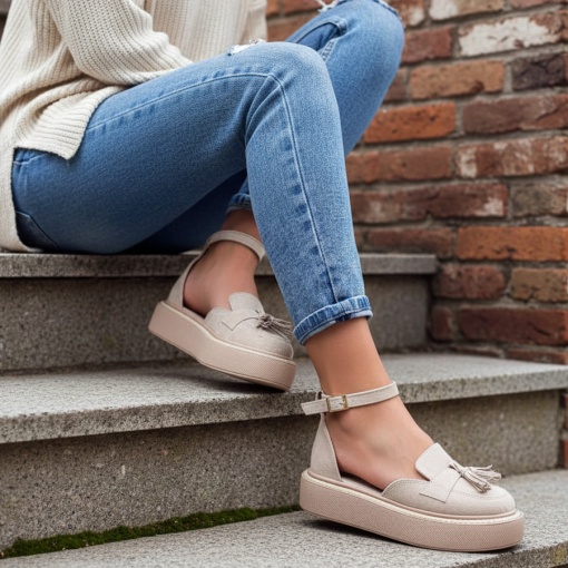Pantofi Casual bej model - Ines PN - Img 2