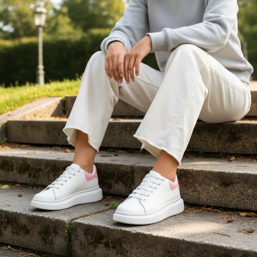 Adidași damă albi cu detalii roz MCA W/Pink - Img 2