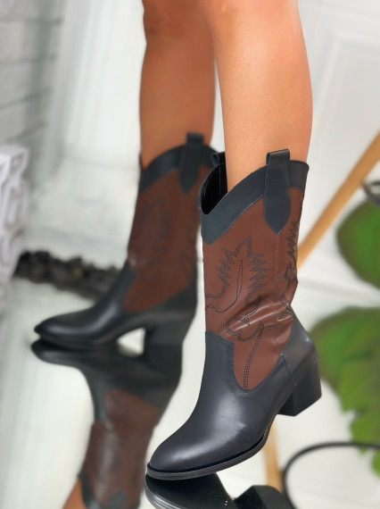 Cizme Dama Cowboy Negru Brown - Model Loko COW - Img 7
