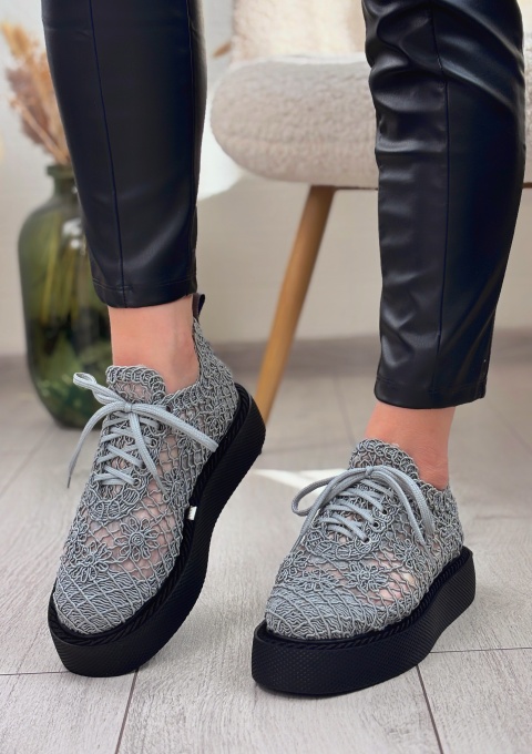 Pantofi Casual / Lace Grey - Img 4
