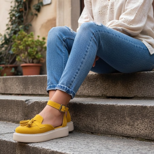 Pantofi Casual galbeni model - Amy PN - Img 3