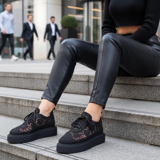 Pantofi Casual / Lace Negru - Img 3