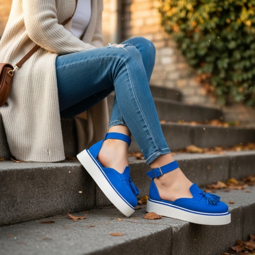 Pantofi Casual albastri model - Amy PN - Img 4