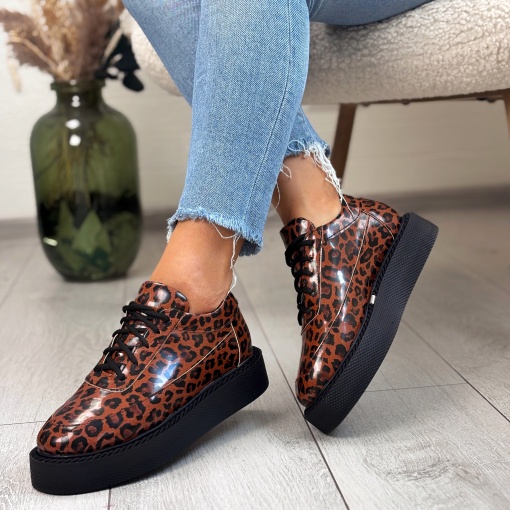 Pantofi Casual maro model - Nadin Leo Laquer - Img 4