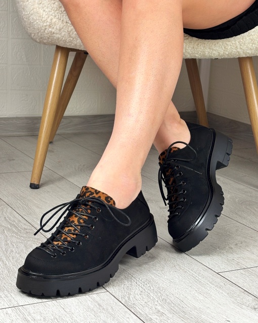 Pantofi casual negri Animal Print model - Pepe PN - Img 4