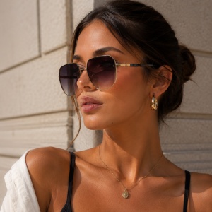 Ochelari de soare dama - gri/negru UV400 - R018
