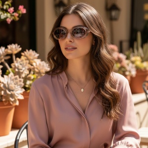 Ochelari de soare dama - maro UV400 - P9639 (Toc inclus)