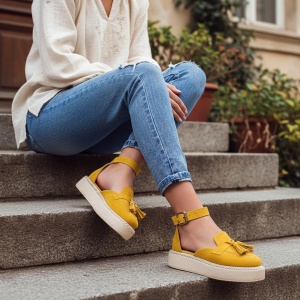 Pantofi Casual galbeni model - Amy PN