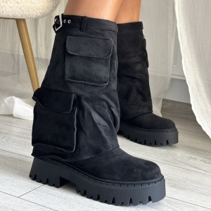 Ghete Damă negre cu buzunare - Model Bob PN