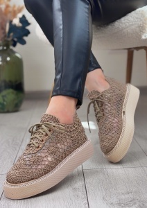 Pantofi Casual / Lace Begie - Img 1