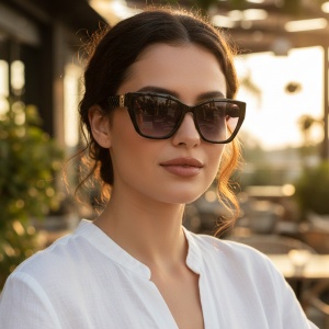 Ochelari de soare dama - negru UV400 - AP7555 (Toc inclus)