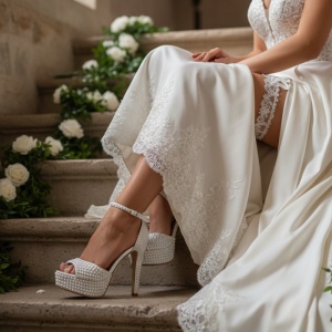 Sandala dama albe model - Bride Pearl