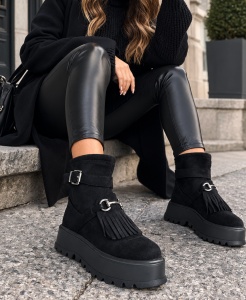 Ghete Damă negre cu franjuri - Model Lexy
