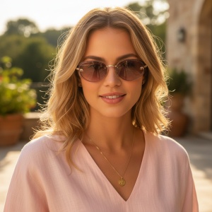 Ochelari de soare dama - roz UV400 - 2020-525 (Toc inclus)