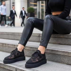 Pantofi Casual / Lace Negru - Img 3