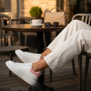 Adidași damă albi cu detalii roz MCA W/Pink - Img 3