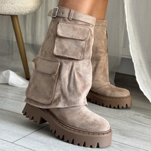 Ghete Damă kaki cu buzunare - Model Bob PN
