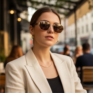 Ochelari de soare dama - maro UV400 - 2020-363 (Toc inclus)