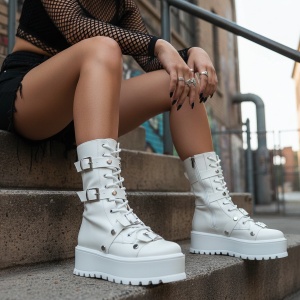 Ghete dama albe model - I-Jamila Dot S Alb