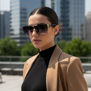 Ochelari de soare dama - negru UV400 - R063 (Toc inclus) - Img 2