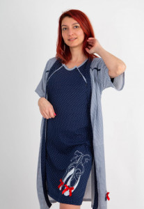 Set cămaşă de noapte pentru alăptat funta bleumarin