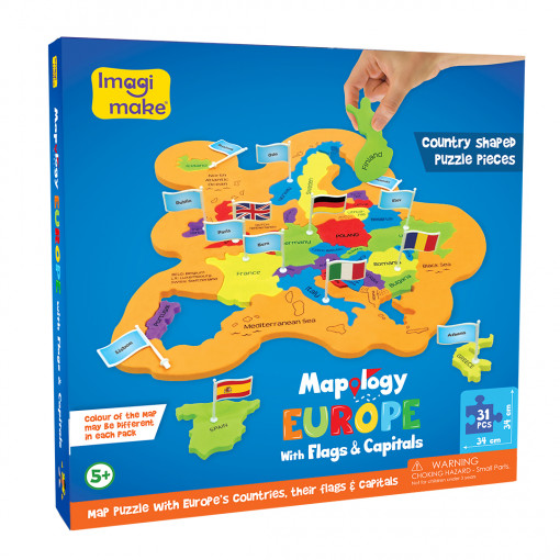 Puzzle Educativ din Spuma EVA - Harta Europei cu Steaguri si Capitale