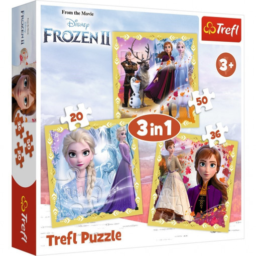 Puzzle Trefl 3in1 - Frozen 2 Ana si Elsa
