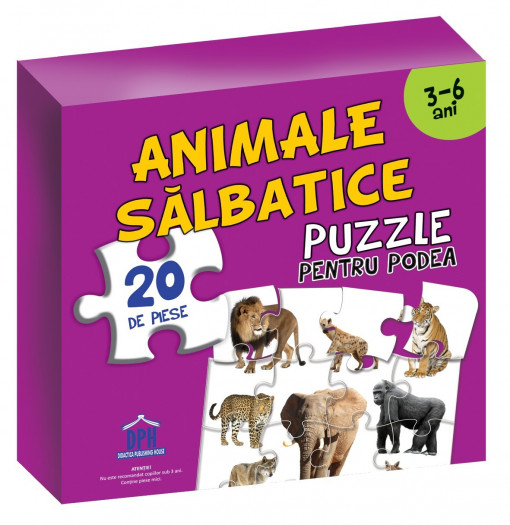 Puzzle Educativ cu Afis Animale Salbatice