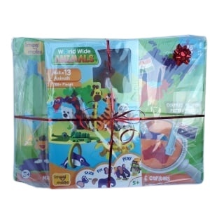 Cadou 8-14 ANI - Puzzle Harta lumii cu steaguri si capitale + Puzzle 3D Animale