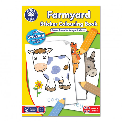 Carte de colorat cu activitati in limba engleza si abtibilduri Ferma- Farmyard
