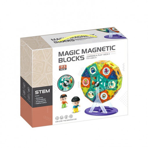 Joc Constructie Magnetic - Magic Set Roata 71 Piese