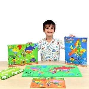 Pachet Puzzle Educativ din Spuma EVA: Harta Lumii si Harta Europei
