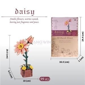 Puzzle 3D din Lemn 99 Piese - Margarete in Ghiveci