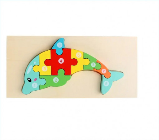Puzzle Lemn 10 Piese - Delfin